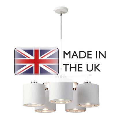 Elstead Lighting Balance 5-Light White & Polished Nickel Drum Chandelier with White Shades