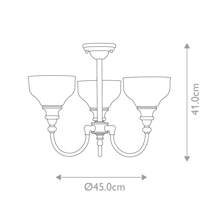 Elstead Lighting Cheadle 3-Light Polished Chrome Semi-Flush Chandelier