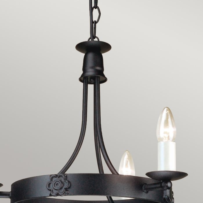 Elstead Lighting Belfry 3-Light Black Wagon Wheel Chandelier