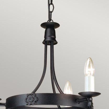 Elstead Lighting Belfry 3-Light Black Wagon Wheel Chandelier