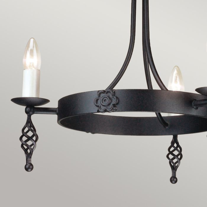 Elstead Lighting Belfry 3-Light Black Wagon Wheel Chandelier