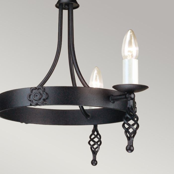 Elstead Lighting Belfry 3-Light Black Wagon Wheel Chandelier