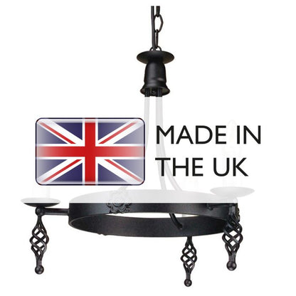 Elstead Lighting Belfry 3-Light Black Wagon Wheel Chandelier
