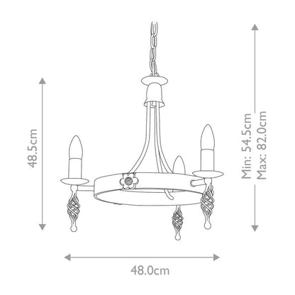 Elstead Lighting Belfry 3-Light Black Wagon Wheel Chandelier