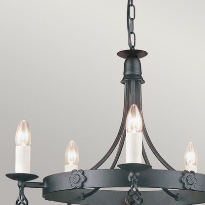 Elstead Lighting Belfry 5-Light Black Wagon Wheel Chandelier