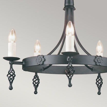Elstead Lighting Belfry 5-Light Black Wagon Wheel Chandelier