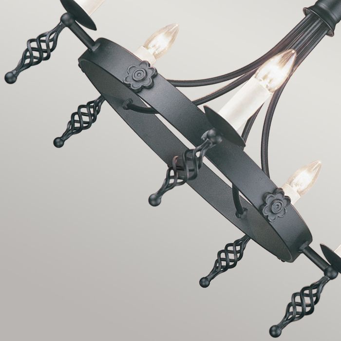 Elstead Lighting Belfry 5-Light Black Wagon Wheel Chandelier