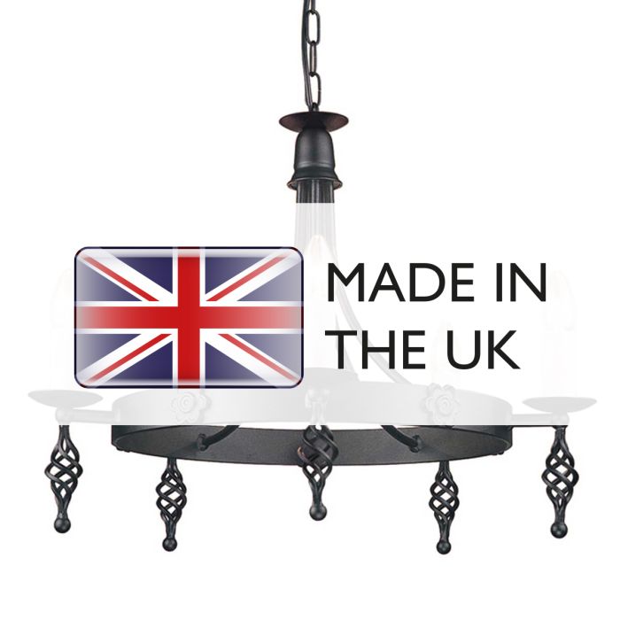 Elstead Lighting Belfry 5-Light Black Wagon Wheel Chandelier
