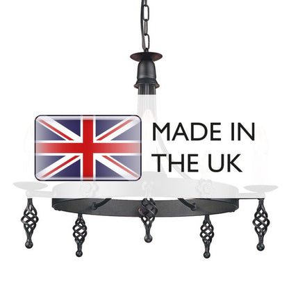 Elstead Lighting Belfry 5-Light Black Wagon Wheel Chandelier