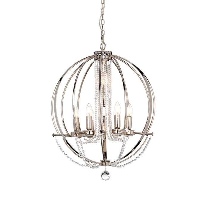 Elstead Lighting Cassie 7-Light Polished Nickel Plated Globe Chandelier