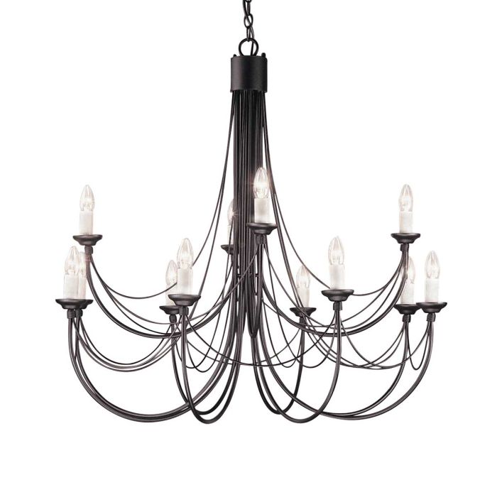 Elstead Lighting Carisbrooke 12-Light Black Candle Chandelier