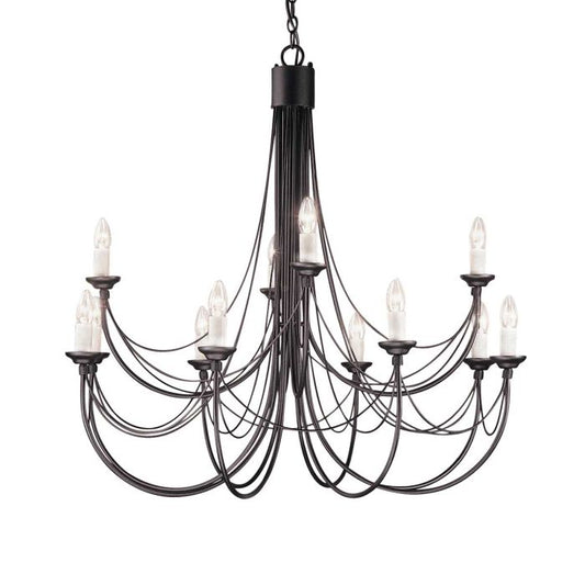 Elstead Lighting Carisbrooke 12-Light Black Candle Chandelier