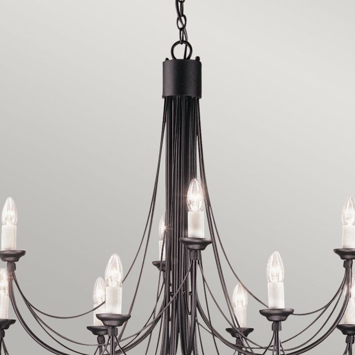 Elstead Lighting Carisbrooke 12-Light Black Candle Chandelier