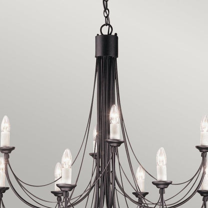 Elstead Lighting Carisbrooke 12-Light Black Candle Chandelier