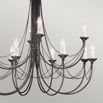 Elstead Lighting Carisbrooke 12-Light Black Candle Chandelier