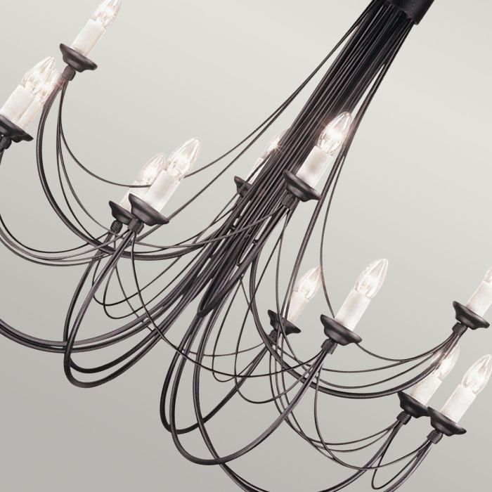 Elstead Lighting Carisbrooke 12-Light Black Candle Chandelier
