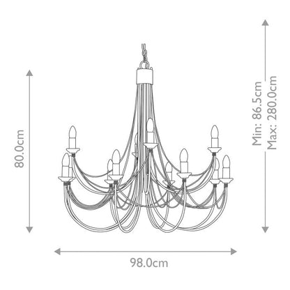 Elstead Lighting Carisbrooke 12-Light Black Candle Chandelier