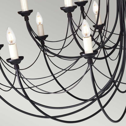 Elstead Lighting Carisbrooke 18-Light Black Candle Chandelier