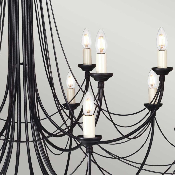 Elstead Lighting Carisbrooke 18-Light Black Candle Chandelier