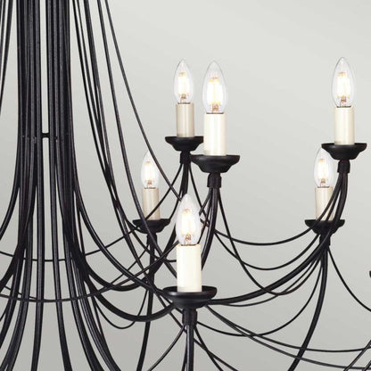 Elstead Lighting Carisbrooke 18-Light Black Candle Chandelier