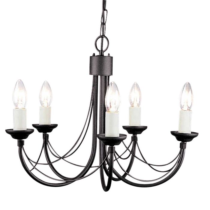 Elstead Lighting Carisbrooke 5-Light Black Candle Chandelier