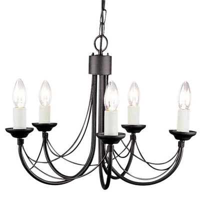 Elstead Lighting Carisbrooke 5-Light Black Candle Chandelier