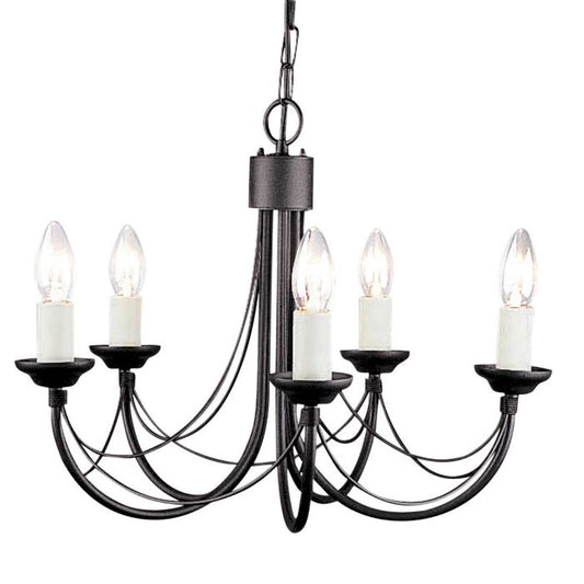 Elstead Lighting Carisbrooke 5-Light Black Candle Chandelier
