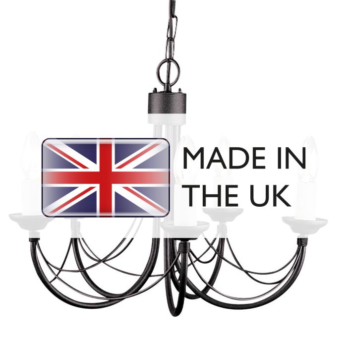 Elstead Lighting Carisbrooke 5-Light Black Candle Chandelier