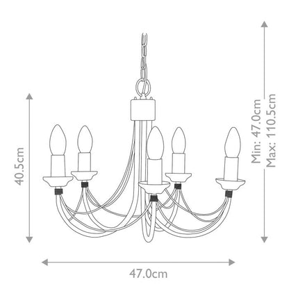Elstead Lighting Carisbrooke 5-Light Black Candle Chandelier