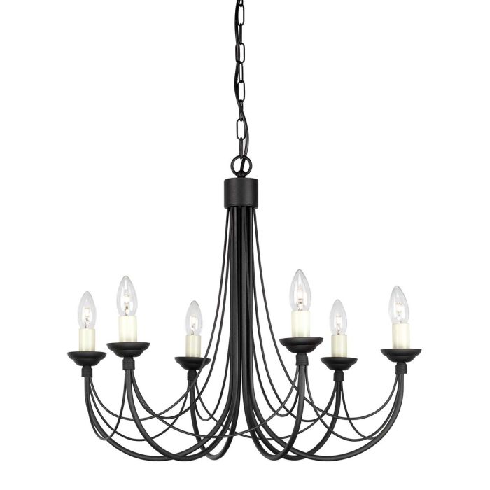 Elstead Lighting Carisbrooke 6-Light Black Candle Chandelier