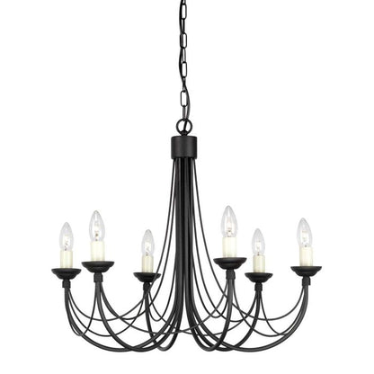 Elstead Lighting Carisbrooke 6-Light Black Candle Chandelier