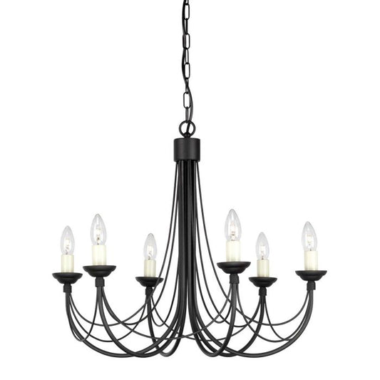 Elstead Lighting Carisbrooke 6-Light Black Candle Chandelier