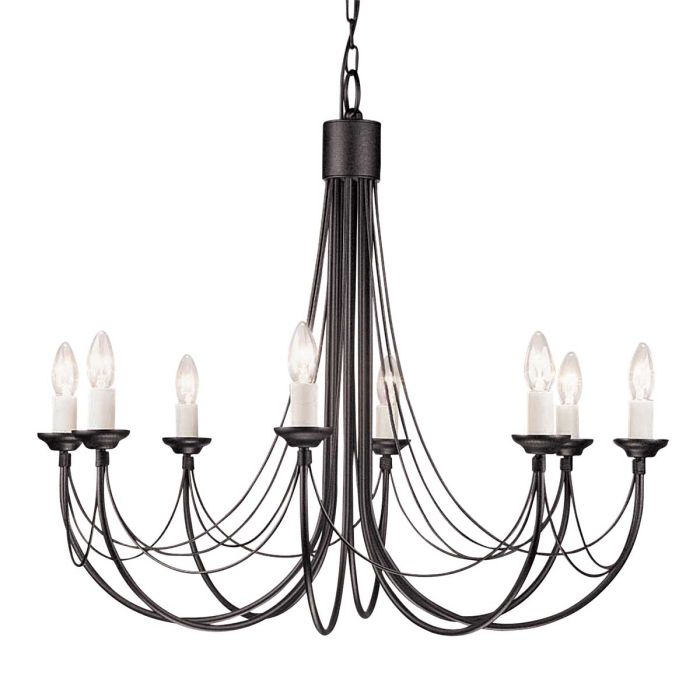 Elstead Lighting Carisbrooke 8-Light Black Candle Chandelier