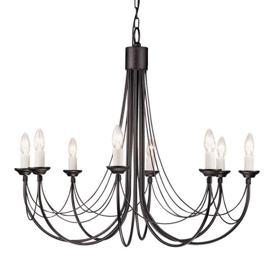 Elstead Lighting Carisbrooke 8-Light Black Candle Chandelier