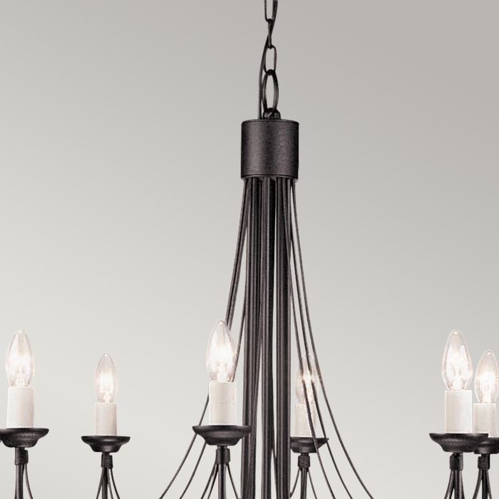 Elstead Lighting Carisbrooke 8-Light Black Candle Chandelier