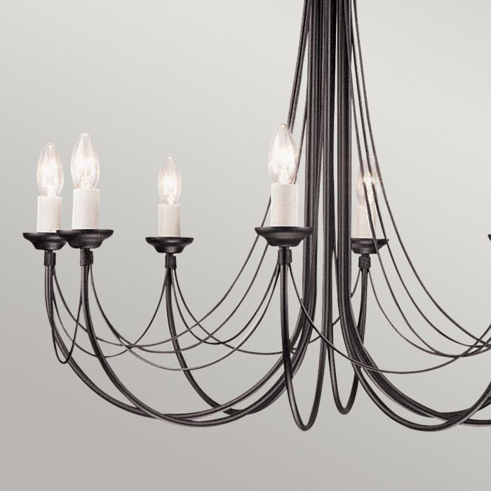 Elstead Lighting Carisbrooke 8-Light Black Candle Chandelier