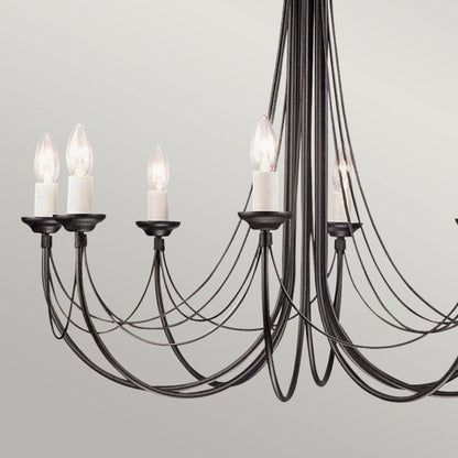 Elstead Lighting Carisbrooke 8-Light Black Candle Chandelier