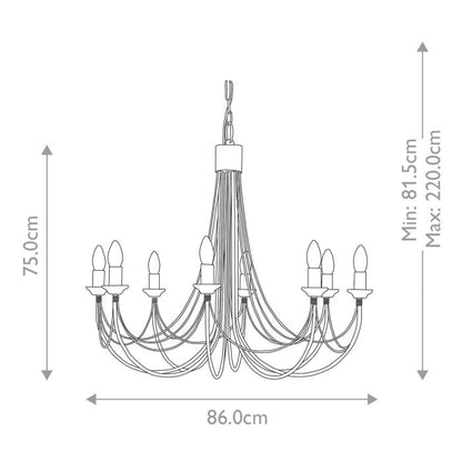 Elstead Lighting Carisbrooke 8-Light Black Candle Chandelier