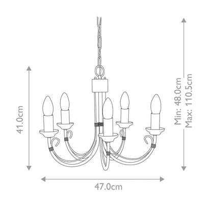 Elstead Lighting Chartwell 5-Light Black Candle Chandelier