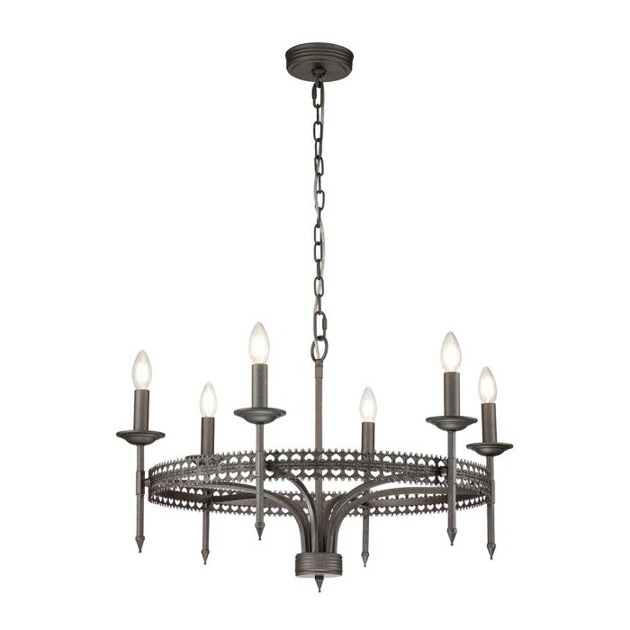 Elstead Lighting Crown 6-Light Iron Gate Wagon Wheel Chandelier