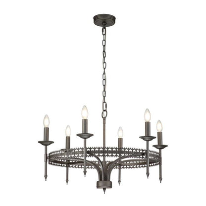 Elstead Lighting Crown 6-Light Iron Gate Wagon Wheel Chandelier