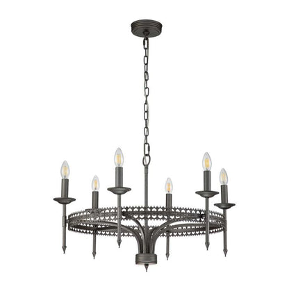 Elstead Lighting Crown 6-Light Iron Gate Wagon Wheel Chandelier