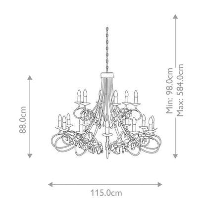 Elstead Lighting Christina 18-Light Silver & Gold Patina Candle Chandelier