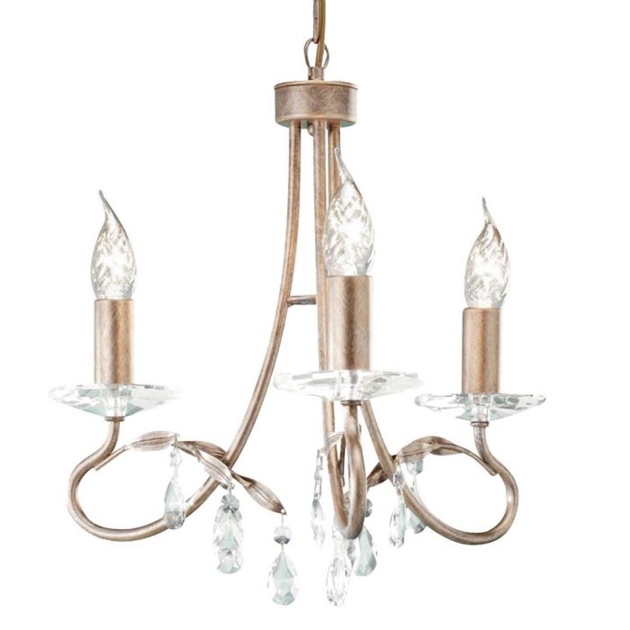 Elstead Lighting Christina 3-Light Silver & Gold Patina Candle Chandelier