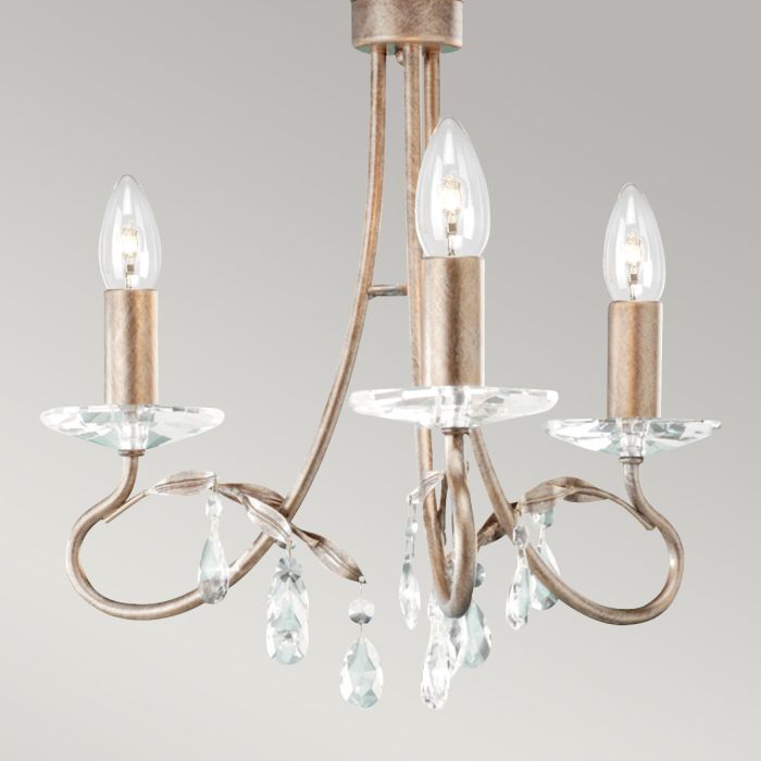 Elstead Lighting Christina 3-Light Silver & Gold Patina Candle Chandelier