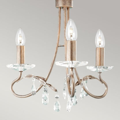 Elstead Lighting Christina 3-Light Silver & Gold Patina Candle Chandelier