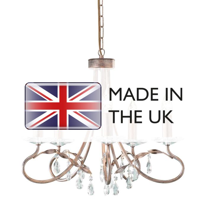 Elstead Lighting Christina 5-Light Silver & Gold Patina Candle Chandelier