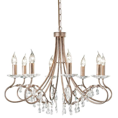 Elstead Lighting Christina 8-Light Silver & Gold Patina Candle Chandelier
