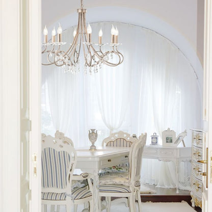 Elstead Lighting Christina 8-Light Silver & Gold Patina Candle Chandelier