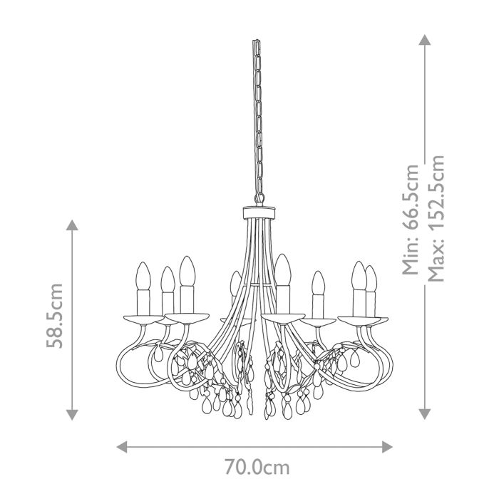 Elstead Lighting Christina 8-Light Silver & Gold Patina Candle Chandelier